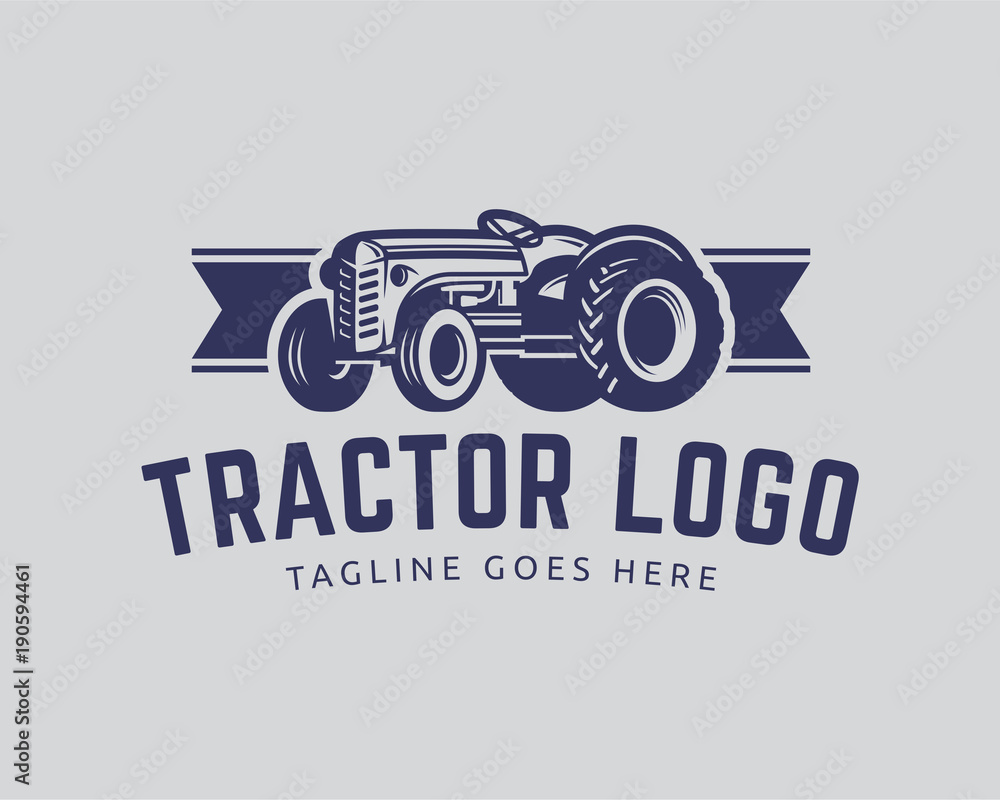 Fototapeta premium Collection of Tractor and farm logo template, vector set, vector pack
