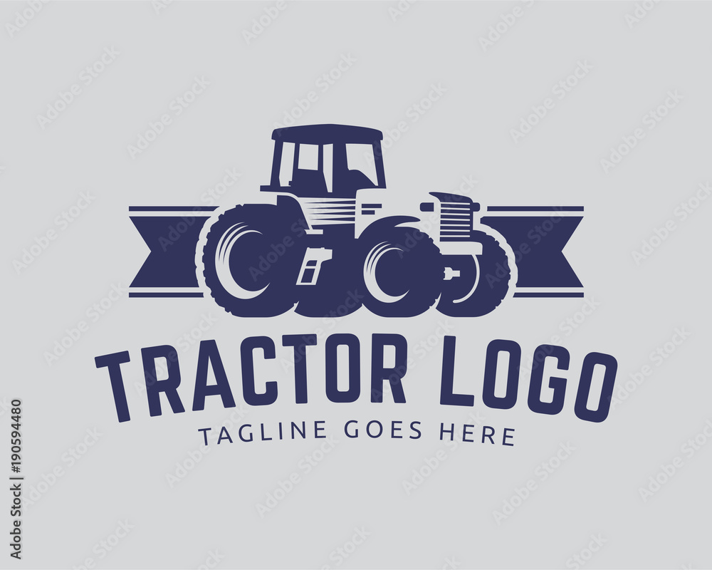 Fototapeta premium Collection of Tractor and farm logo template, vector set, vector pack