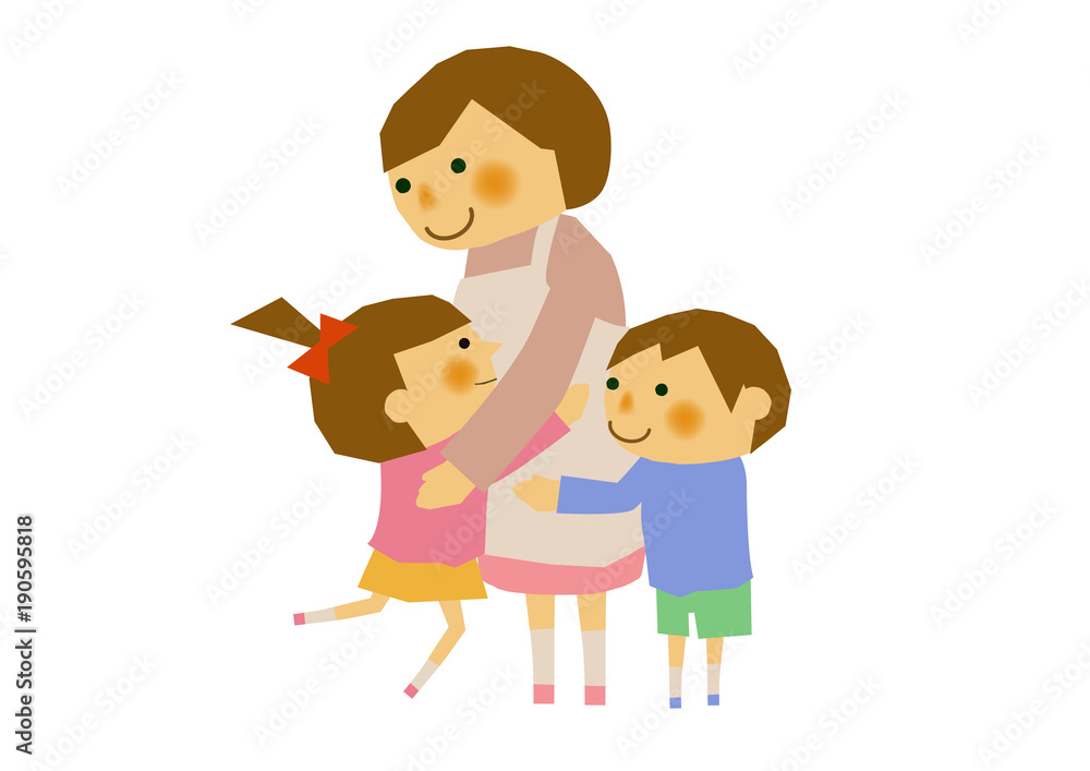 保母さんと子供のイメージ。お母さんと子供のイメージ。