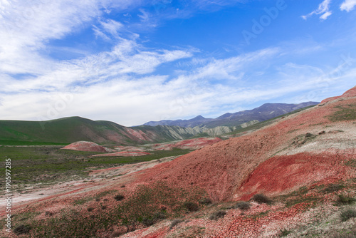 Amazing striped red mountains