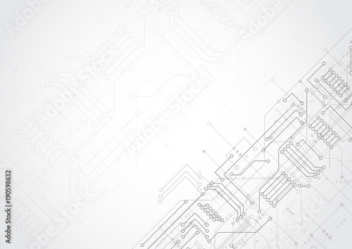 Abstract background with technology circuit board texture. Electronic motherboard illustration. Communication and engineering concept. Vector illustration