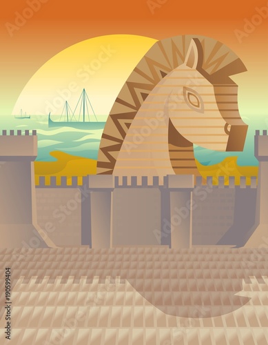 trojan horse wall troy scene