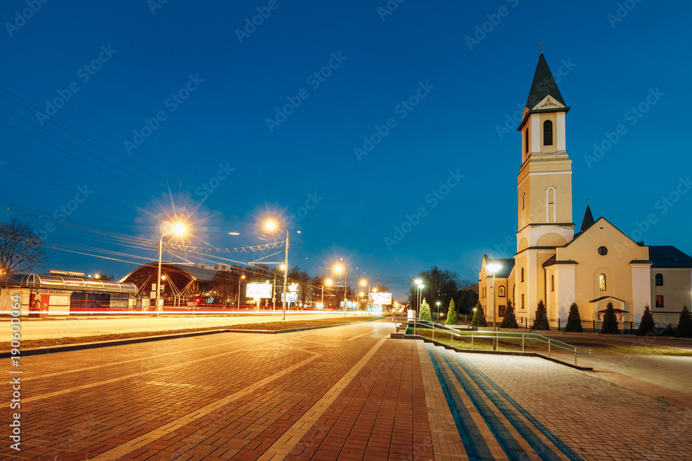 The Catholic Church of the Mother of God in the evening