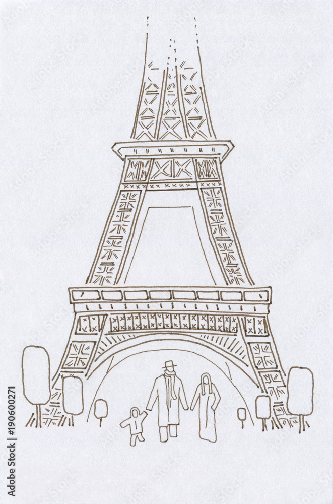 The Eiffel Tower. Done with 0.5mm ballpoint pen. | Eiffel tower, Eiffel  tower drawing, Eiffel