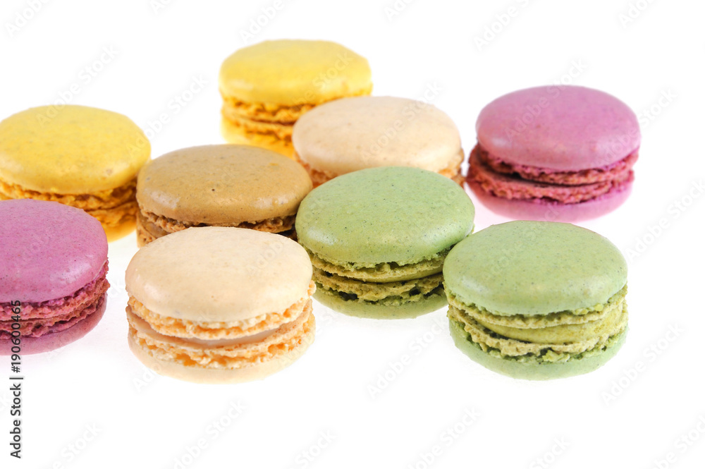 Colorful macarons isolated on the white background Colorful macarons isolated on the white background