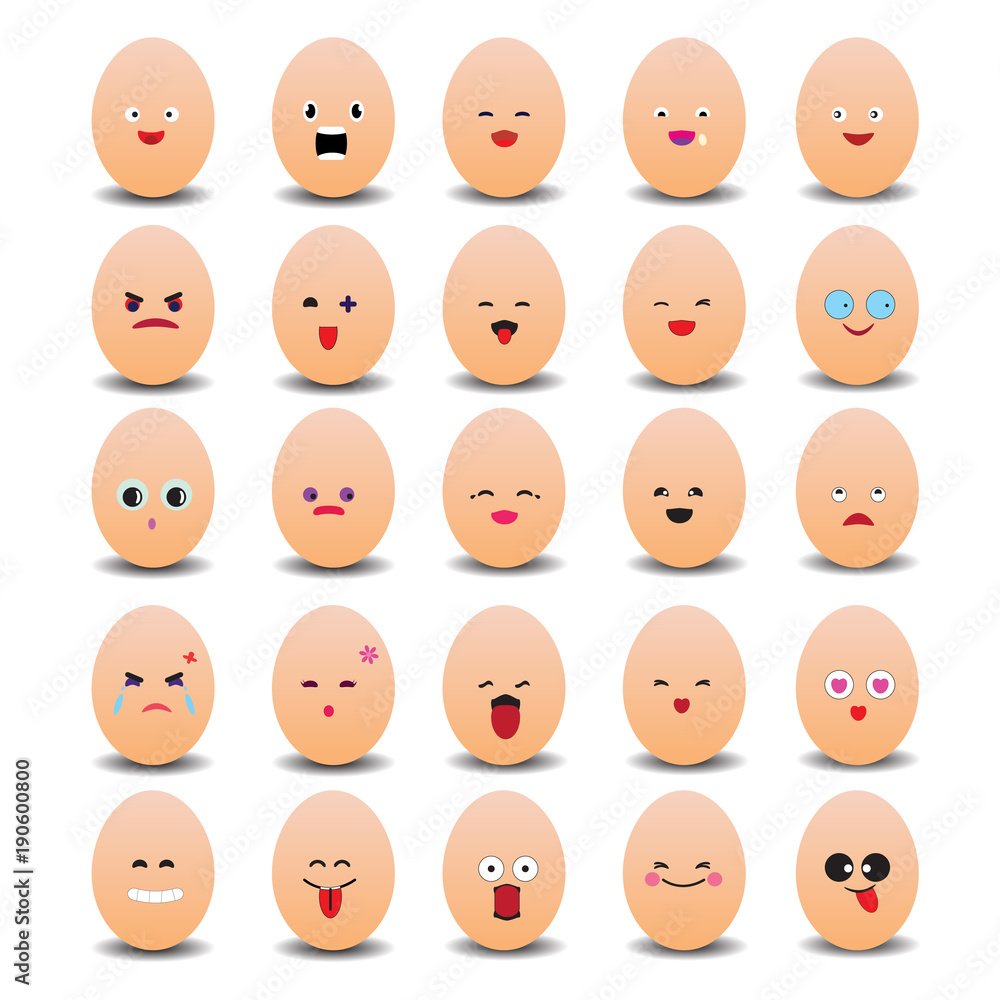 Set of eggs with emoticons Set of eggs with emoticons
