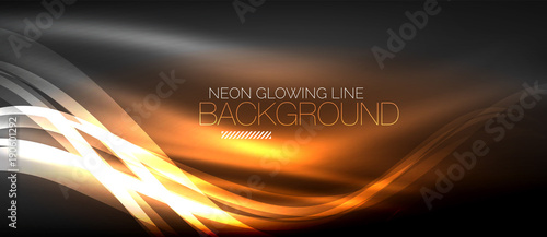 Neon elegant smooth wave lines digital abstract background