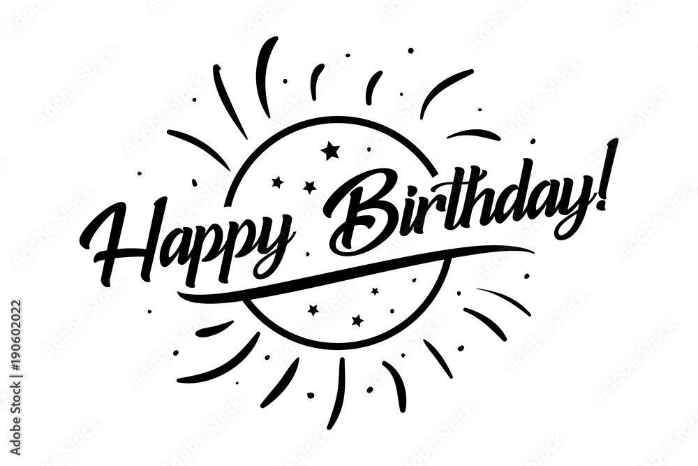 Happy Birthday card. Beautiful greeting banner lettering calligraphy ...