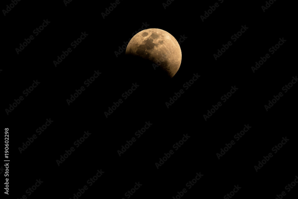 Super Blue Blood Moon on 31 January 2018 in Thailand at 19.03 pm.The rare lunar eclipse, three lunar phenomena (super moon, blue moon and total lunar eclipse) Super Blue Blood Moon on 31 January 2018 in Thailand at 19.03 pm.The rare lunar eclipse, three lunar phenomena (super moon, blue moon and total lunar eclipse)