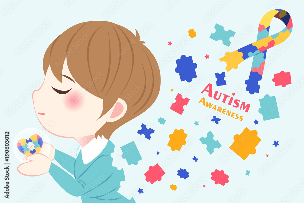 boy with autism awareness concept boy with autism awareness concept