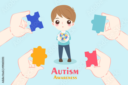 boy with autism awareness concept