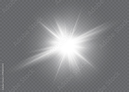 Canvas-taulu White glowing light explodes on a transparent background