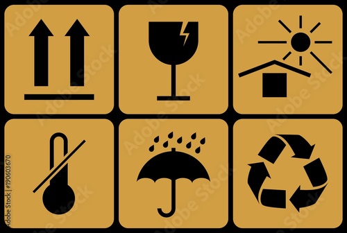 Collection of prohibitive packaging signs.