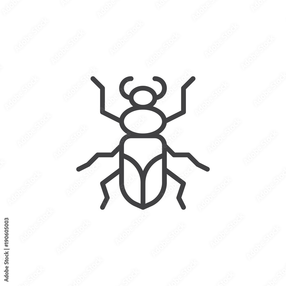 Ground beetle insect line icon, outline vector sign, linear style pictogram isolated on white. Symbol, logo illustration. Editable stroke Ground beetle insect line icon, outline vector sign, linear style pictogram isolated on white. Symbol, logo illustration. Editable stroke