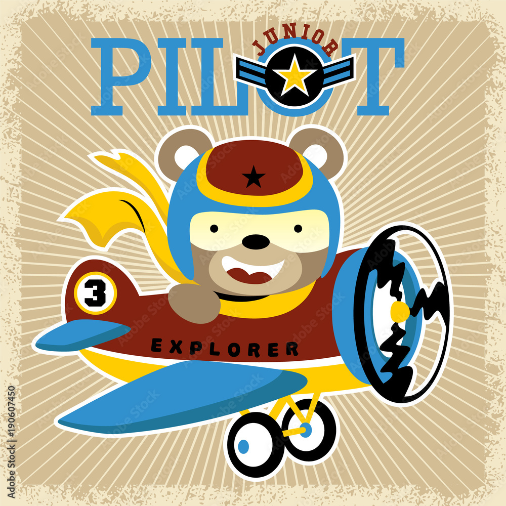 Little plane cartoon vector with little pilot Stock Vector | Adobe Stock