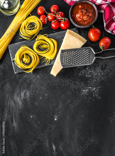 Composition of traditional Italian cuisine products photo