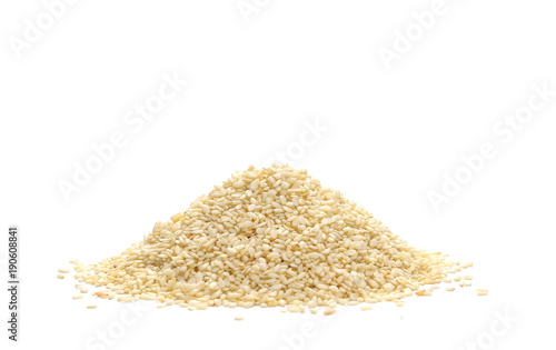 Pile sesame seeds isolated on white background