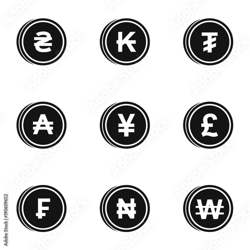 Currency icons set, simple style