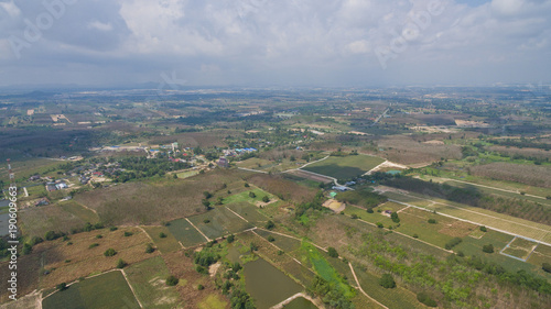 forest top view by drone. Aerial view landscape.top view farm and field rice © waranyu