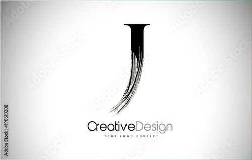 J Brush Stroke Letter Logo Design. Black Paint Logo Leters Icon.