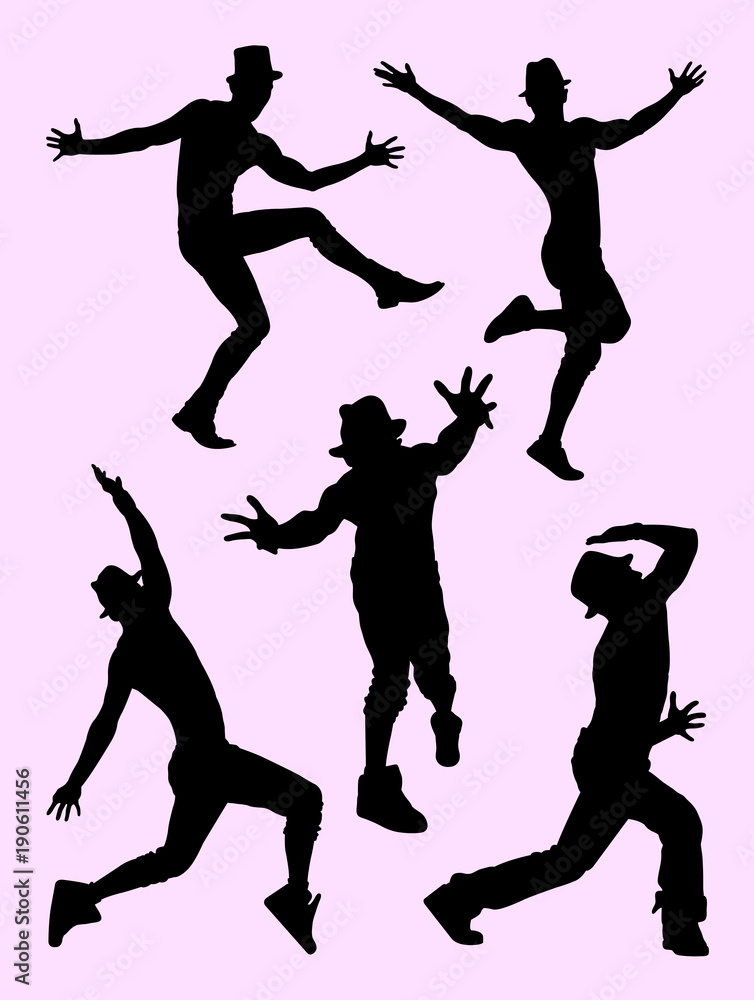 Silhouette of male dancer 02. Good use for symbol, logo, web icon, mascot, sign, or any design you want.
