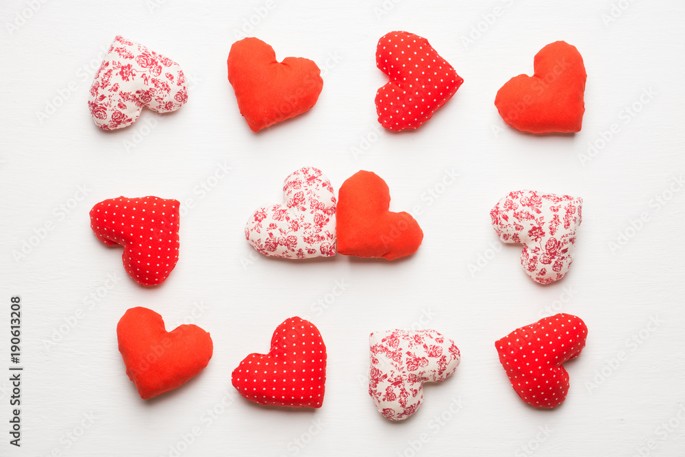 Obraz premium Handmade hearts for st. Valentines Day. Selective focus. Shallow depth of field.
