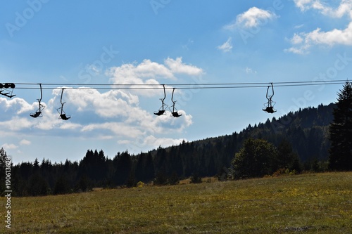 Cable cars at summer mountains 