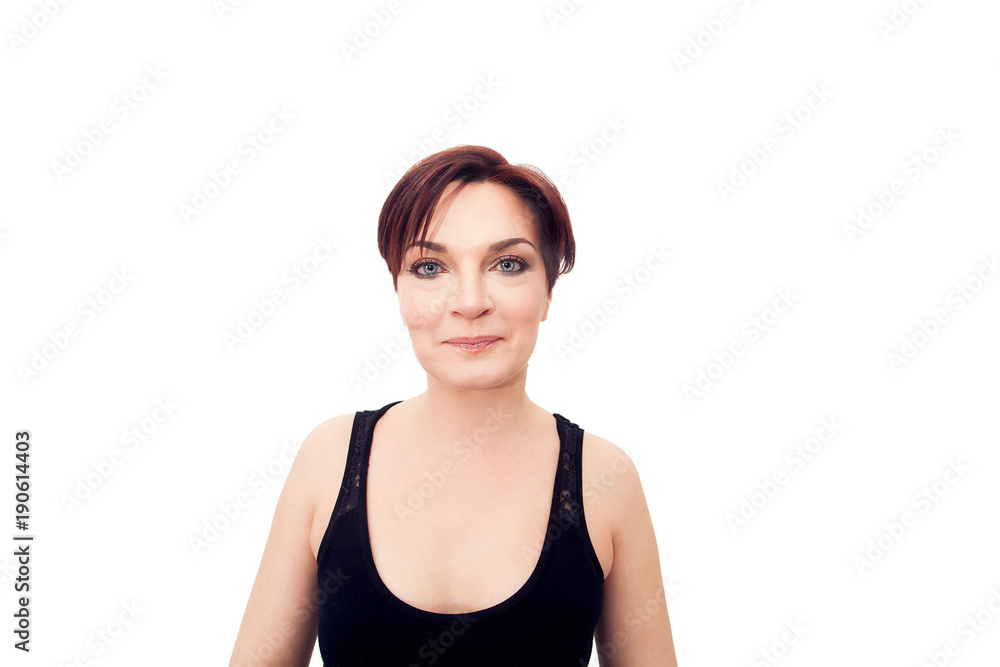 Nice woman portrait smiling and looking at camera Nice woman portrait smiling and looking at camera