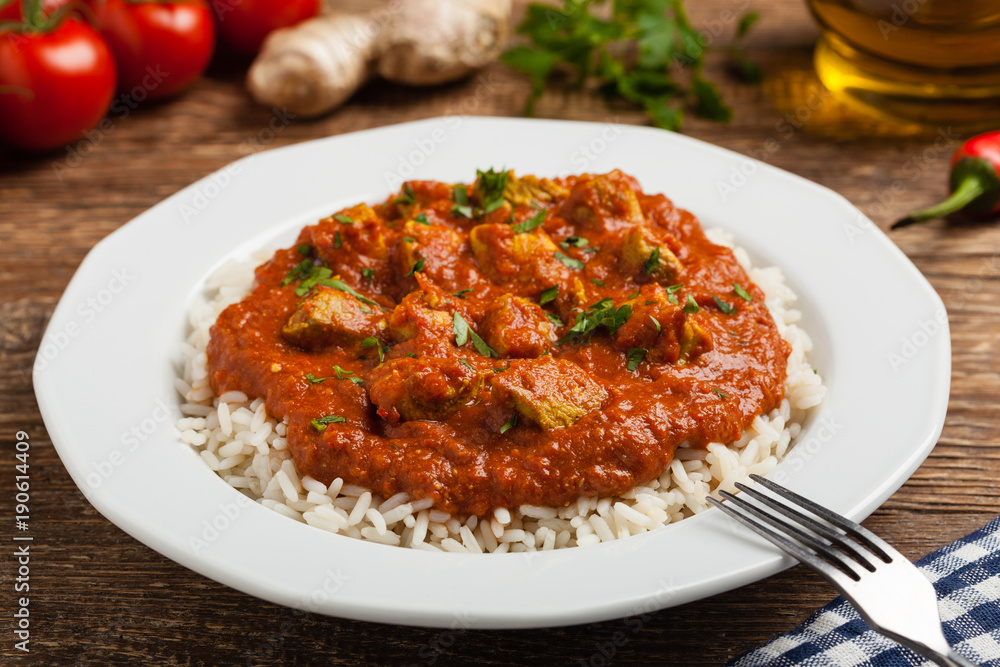 Traditional Indian and Pakistani cuisine. Tikka masala.