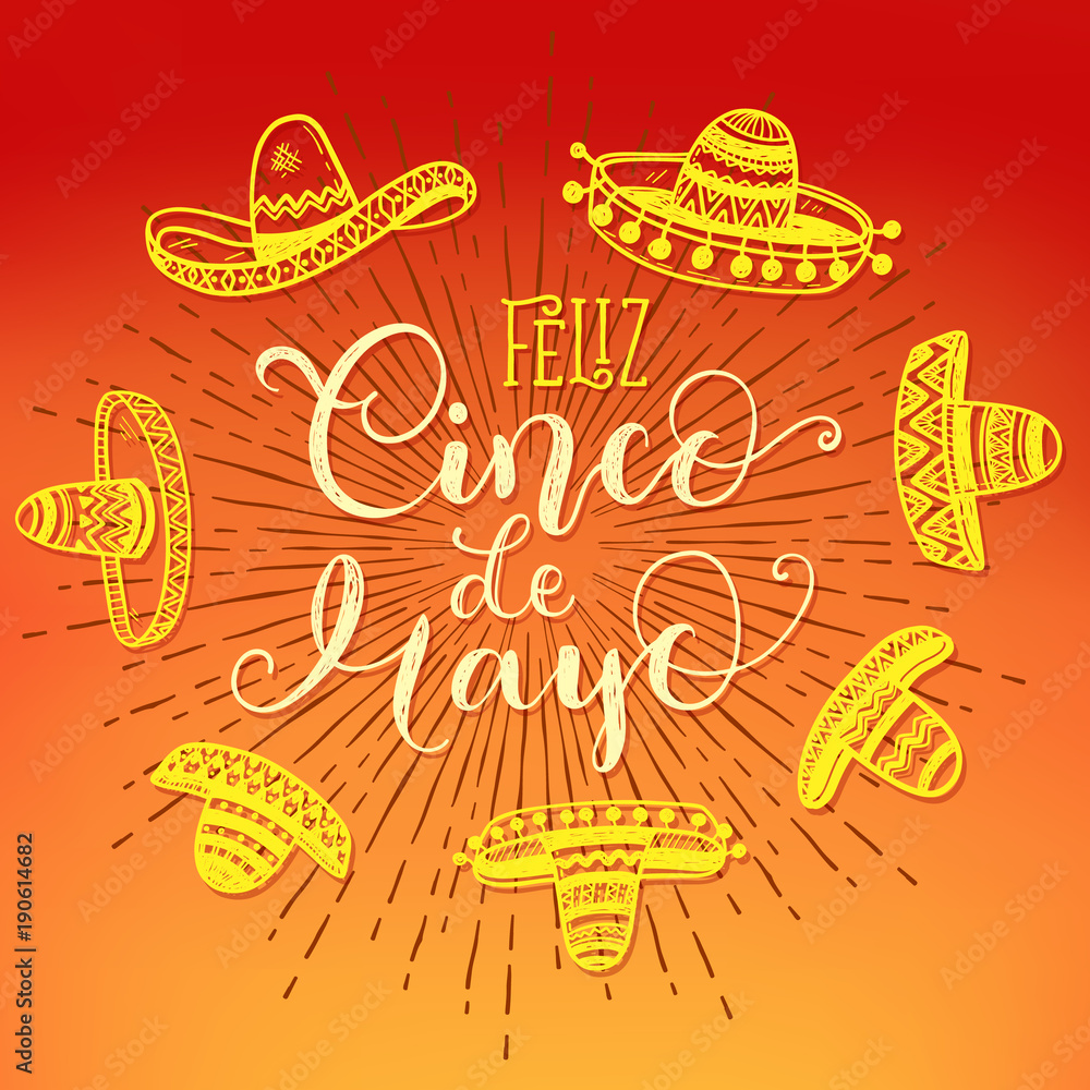 Happy Cinco de Mayo hand drawn greeting card Happy Cinco de Mayo hand drawn greeting card
