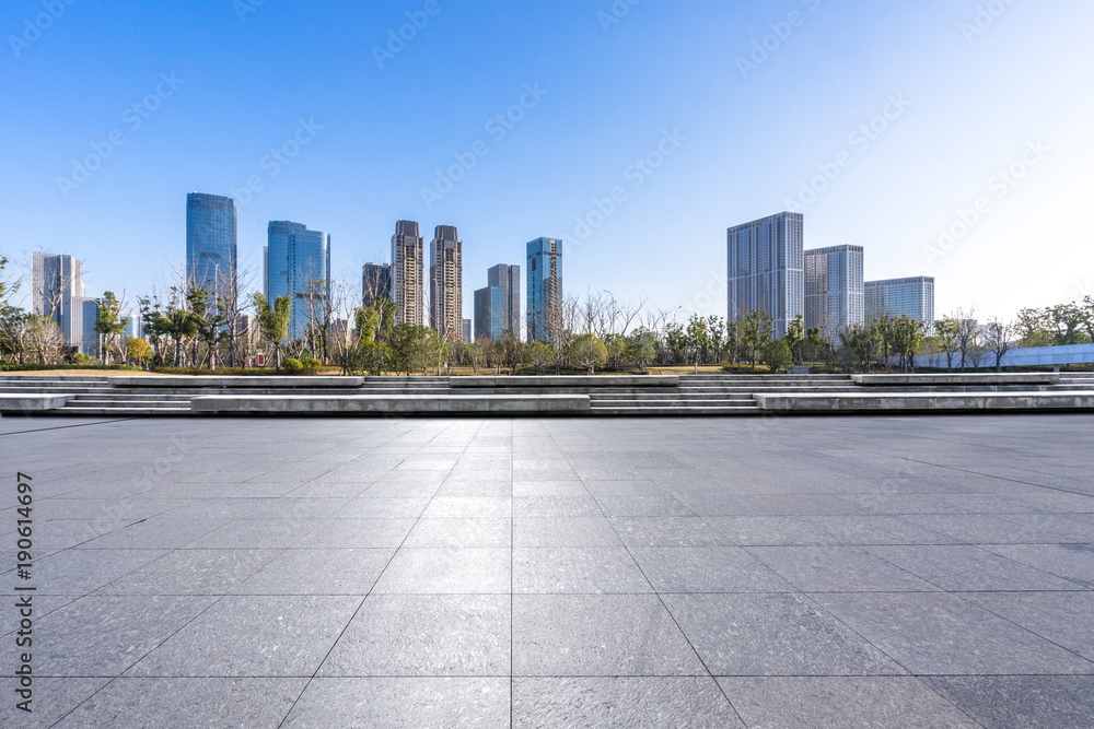 empty marble floor with cityscape empty marble floor with cityscape