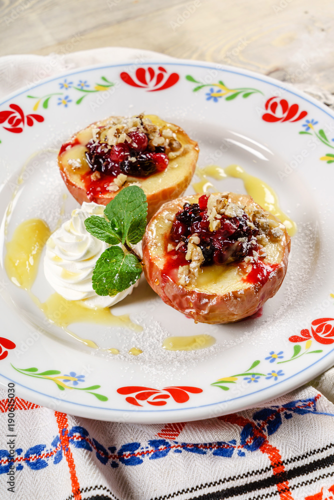 baked apple stuffed walnuts and berries baked apple stuffed walnuts and berries