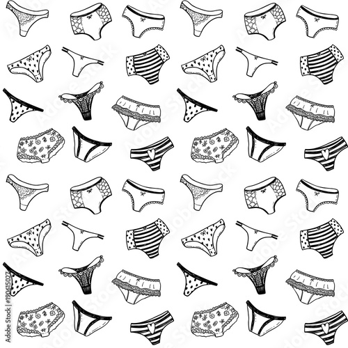 Seamless vector pattern with hand drawn doodle girl pants