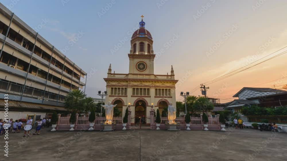 Time lapse Exterior of Christ Church architecture in sunset time Time lapse Exterior of Christ Church architecture in sunset time
