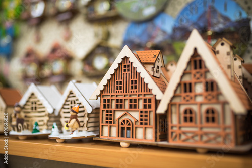 Decorative plywood souvenir houses 