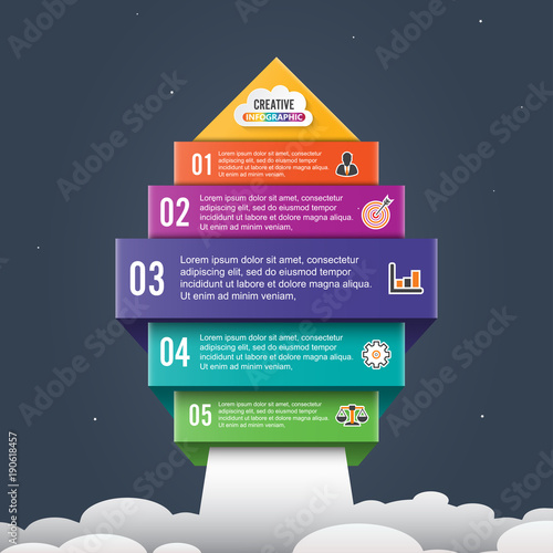 Arrow start up infographic options banner. Business success concept. Can be used for workflow layout, diagram, chart, number and step options, web design. Vector illustration