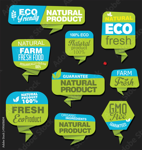 Modern ECO and NATURAL origami sale stickers and tags collection