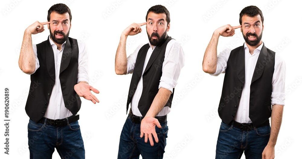 Set of Cool man making crazy gesture Set of Cool man making crazy gesture