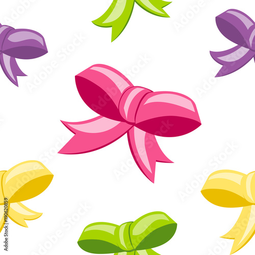 Colorful seamless pattern with bows. Bright vector illustration on a white background.