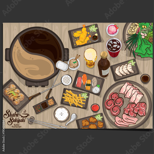menu shabu sukiyaki restaurant template design graphic objects