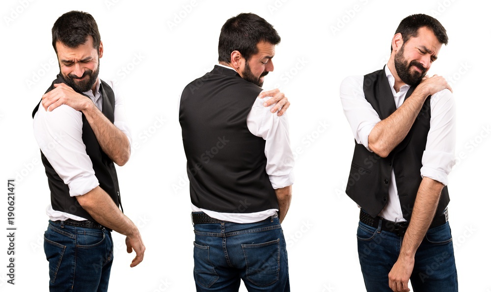 Set of Cool man with shoulder pain Set of Cool man with shoulder pain