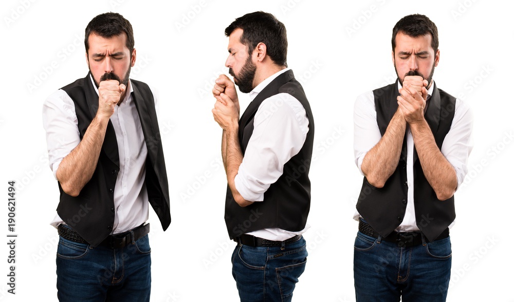Set of Cool man coughing a lot Set of Cool man coughing a lot