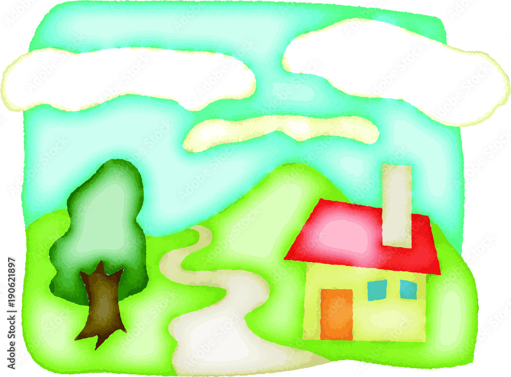 のんびりした田舎の風景 水彩風ベクターイラスト Stock Vector Adobe Stock のんびりした田舎の風景 水彩風ベクターイラスト Stock Vector Adobe Stock