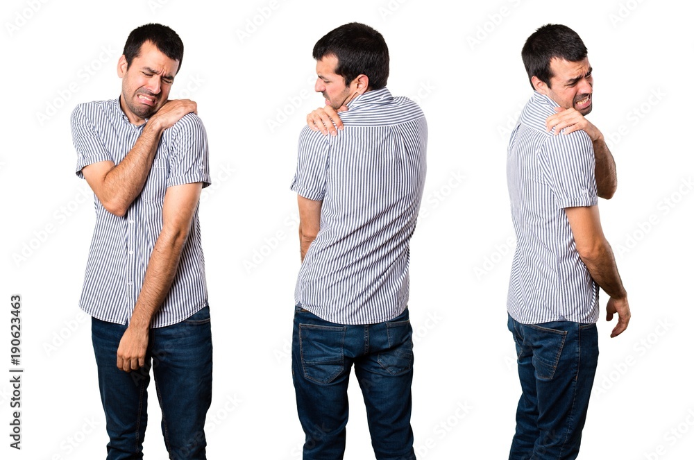 Set of Handsome man with shoulder pain Set of Handsome man with shoulder pain