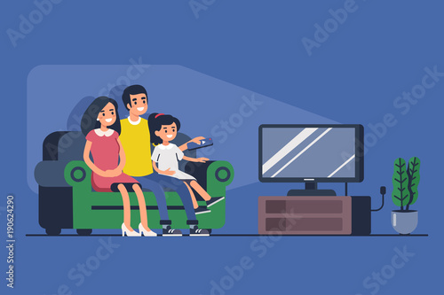 family watching TV