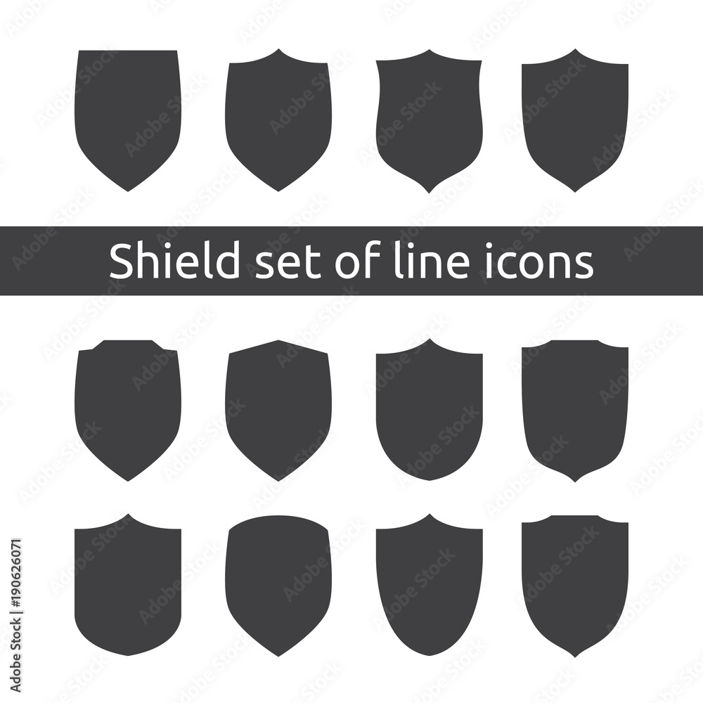 shield logo symbol icon set with outline line style. vector illustration template concept for security, VPN, protection, verified, warranty. shield logo symbol icon set with outline line style. vector illustration template concept for security, VPN, protection, verified, warranty.