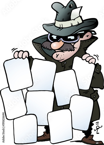 Cartoon Vector illustration of an Agent with some good cards