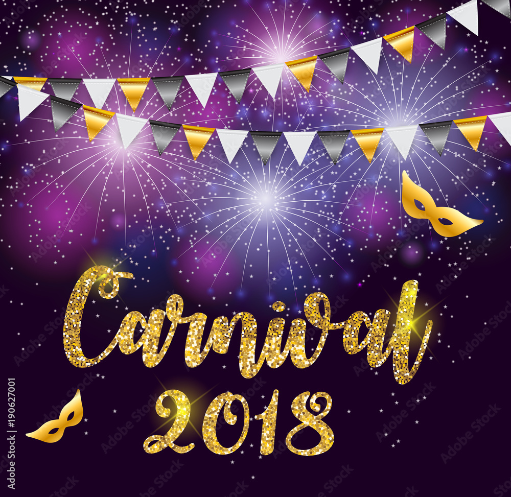 Naklejka premium Carnival Brochure Template for Brazil Carnival in South America. Celebration Greeting Card Backround. Vecor Illustration