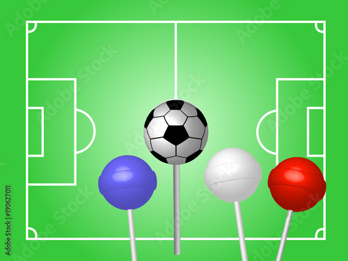 Soccer ball. Colorful lollipops. Vector illustration.