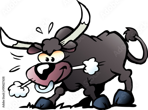 Cartoon Vector illustration of a crazy and angry Bull